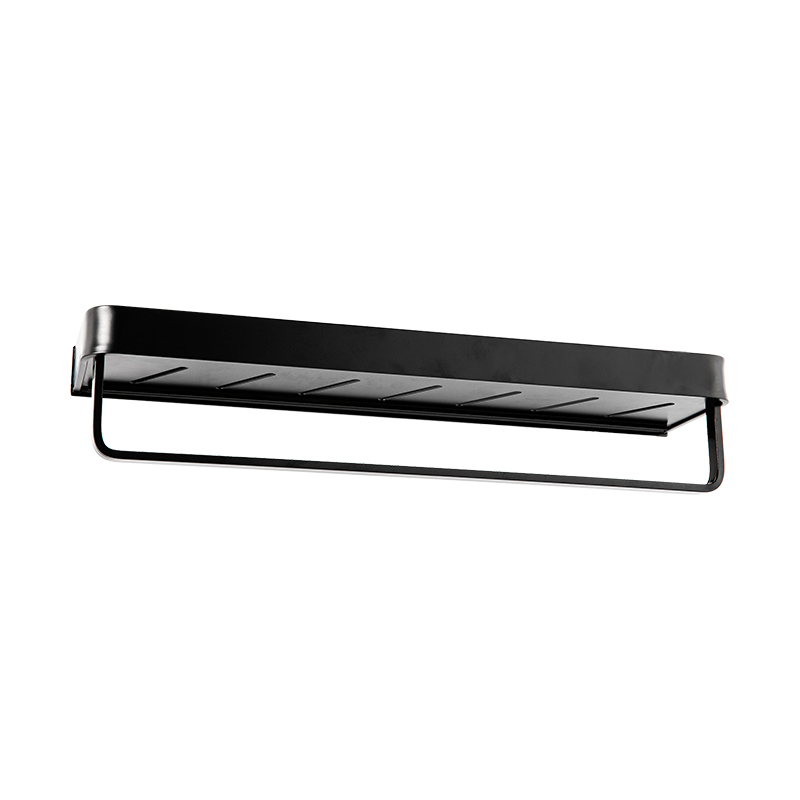 Estante de almacenamiento para baño montado en la pared de aleación de aluminio 10302 con barra para colgar