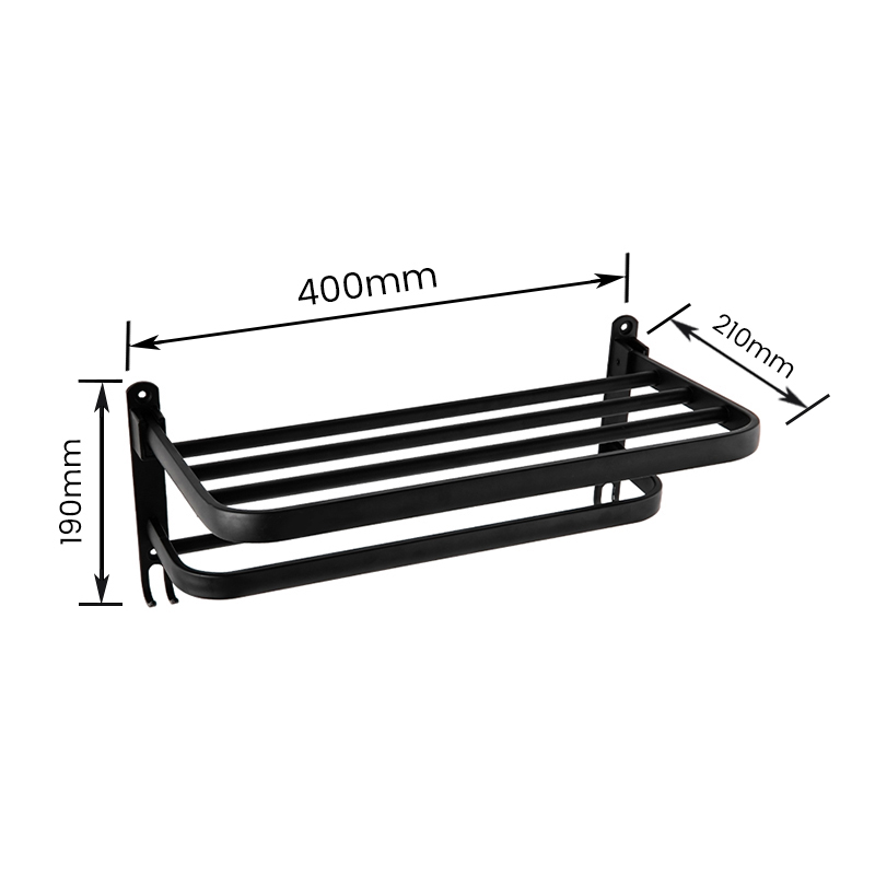 10303 Estante de almacenamiento de baño de aleación de aluminio montado en la pared con gancho