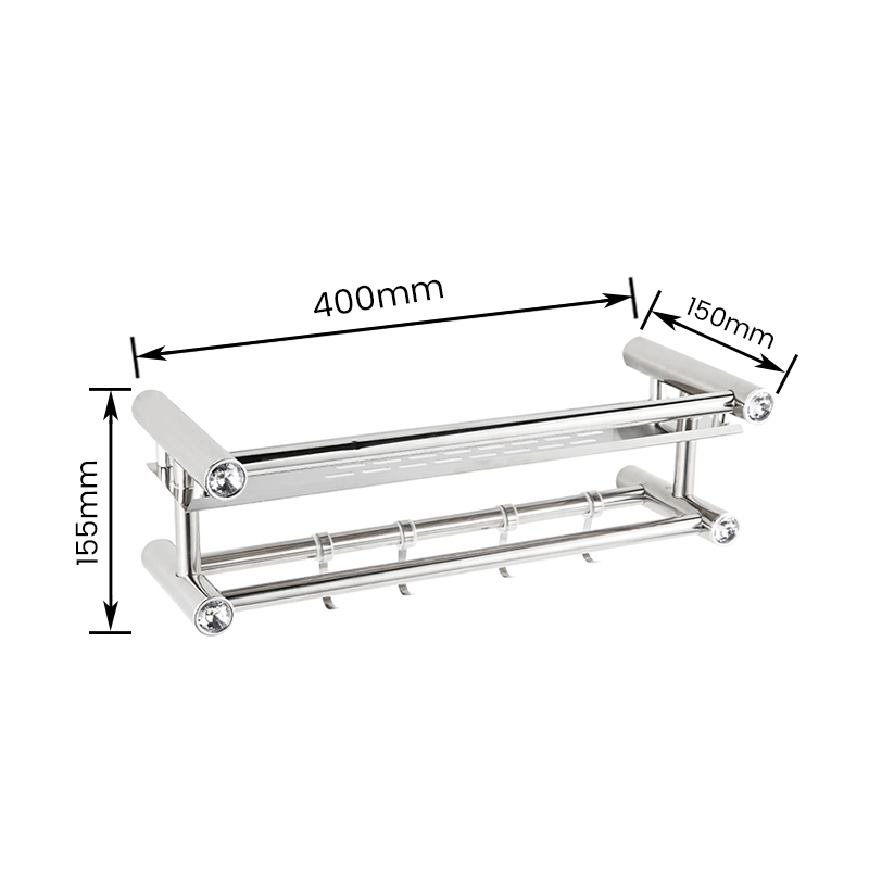 Estantería de almacenamiento para baño montada en la pared de acero inoxidable con estantería individual 10305A