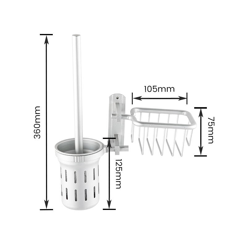 10703 Soporte de cepillo de baño hueco de doble capa de aleación de aluminio montado en la pared