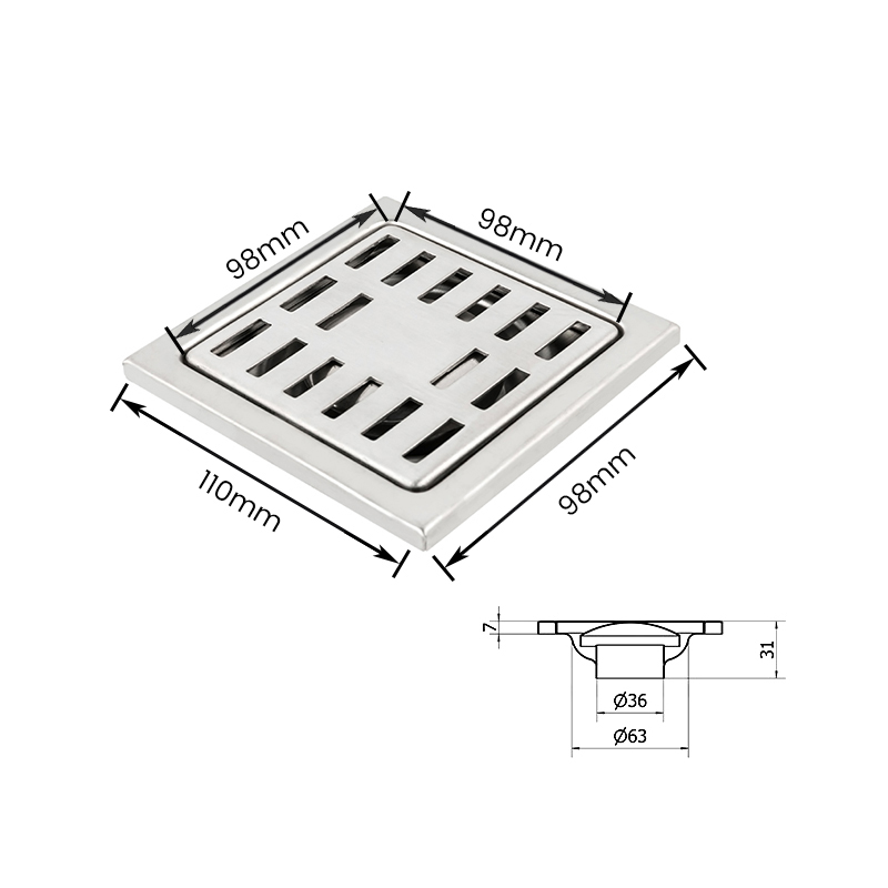 10904 Desodorante Baño Desagüe de piso de acero inoxidable Desagüe de ducha