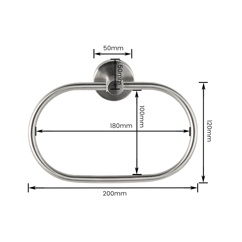 11101 Anillo de toalla montado en la pared de acero inoxidable 304 ovalado para baño