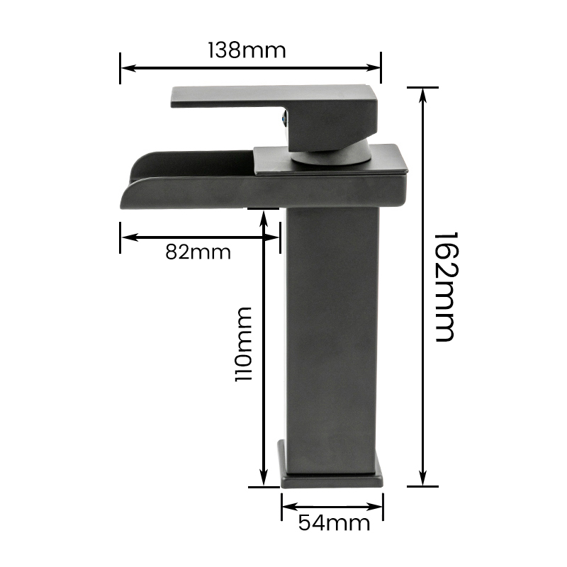 Grifo de fregadero de agua fría y caliente de acero inoxidable con caño de cascada de una sola manija 11307