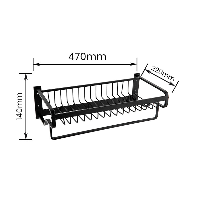 10301B Estante de almacenamiento de baño montado en la pared para baño con barra colgante individual