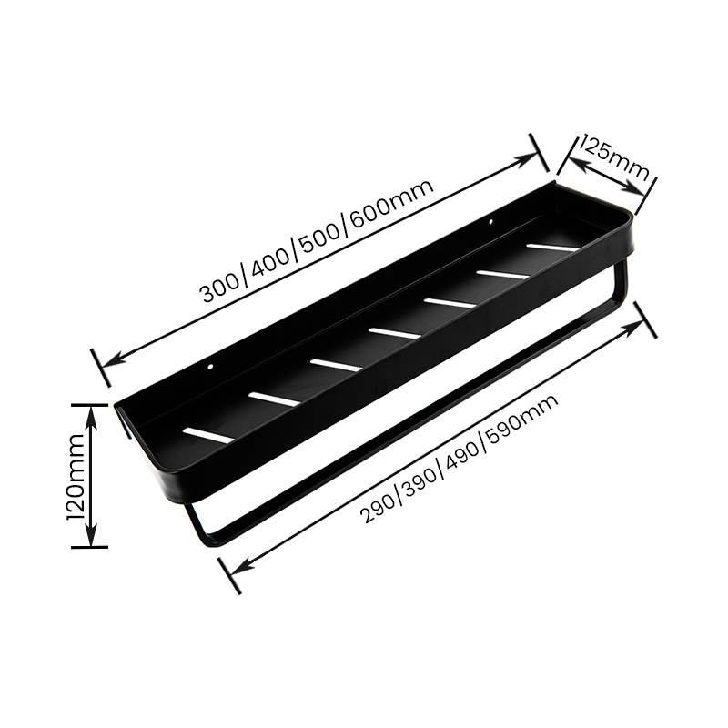 Estante de almacenamiento para baño montado en la pared de aleación de aluminio 10302 con barra para colgar