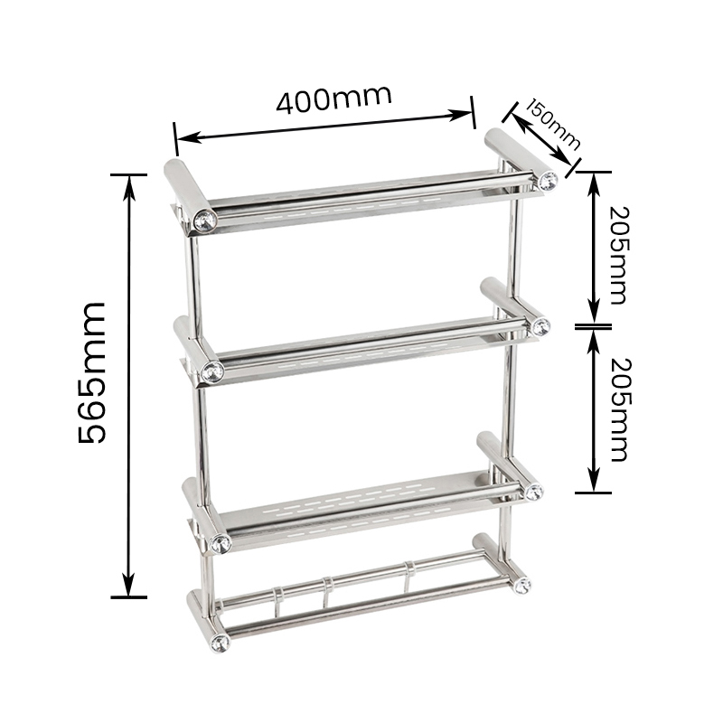 10305C Tres niveles de estanterías Toallero multiusos de acero inoxidable Estante de almacenamiento para baño