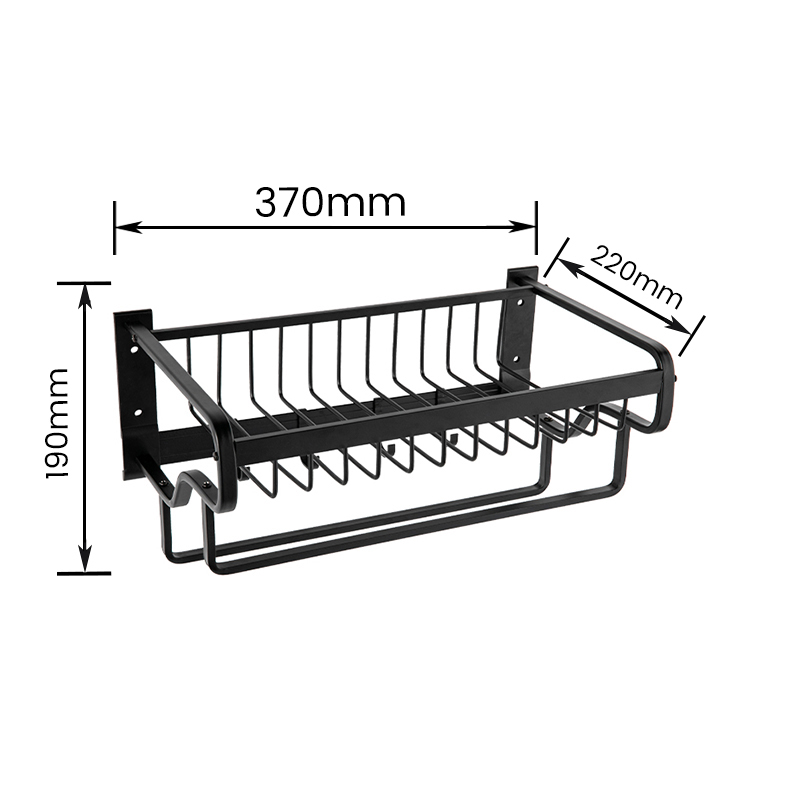 10301A Cesta de almacenamiento de estante de almacenamiento de baño con barra colgante doble