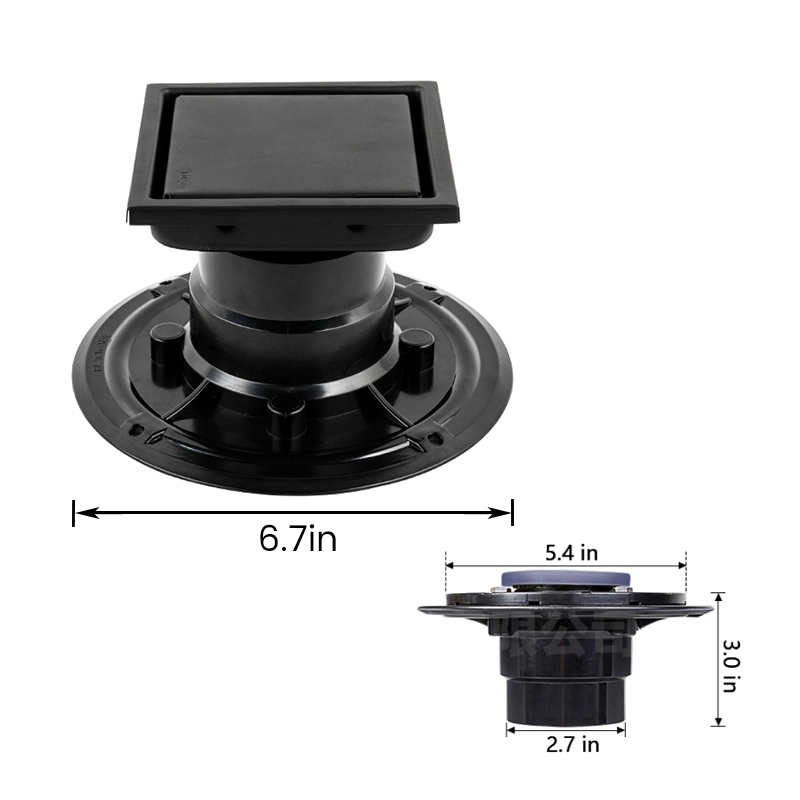 10906 304/316 Acero inoxidable ＋ Base de ABS Desagüe de piso cuadrado integrado sólido