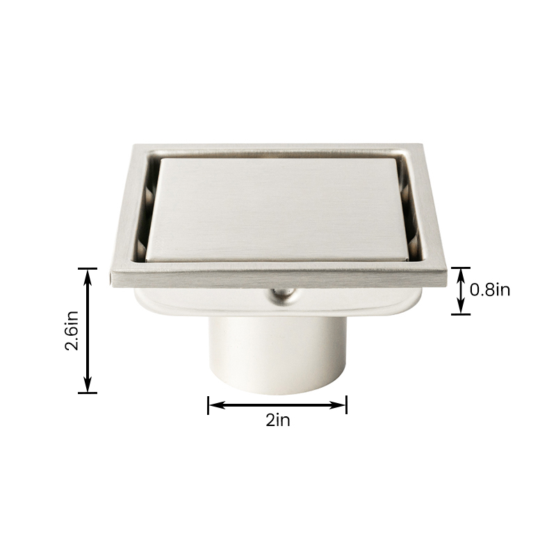 10906 304/316 Acero inoxidable ＋ Base de ABS Desagüe de piso cuadrado integrado sólido